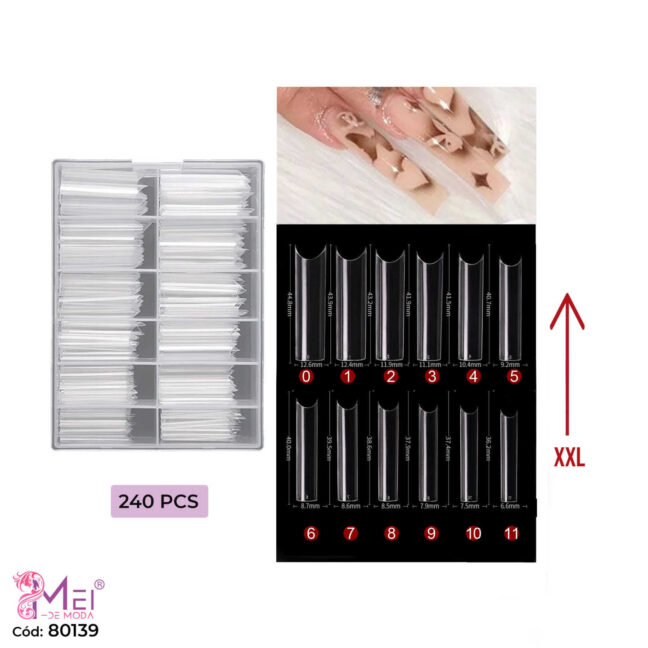 Tips de Gel Sonrisa Cuadrada XXL 240 Pcs