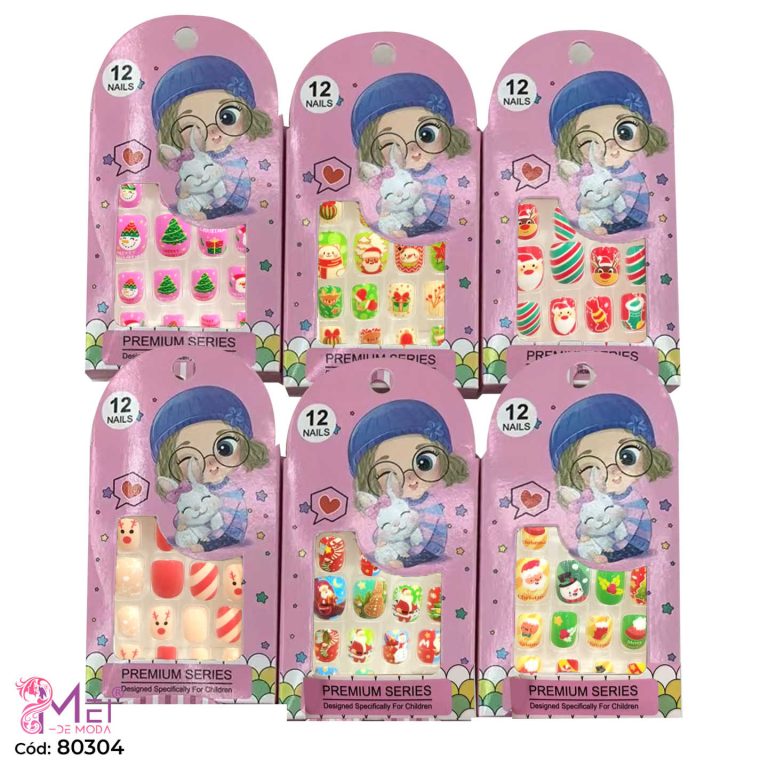 Tips Press On Diseño de navidad de 12 pcs