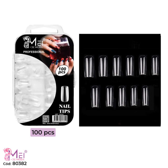 Tips Soft Gel Cuadrada Media 100 pcs