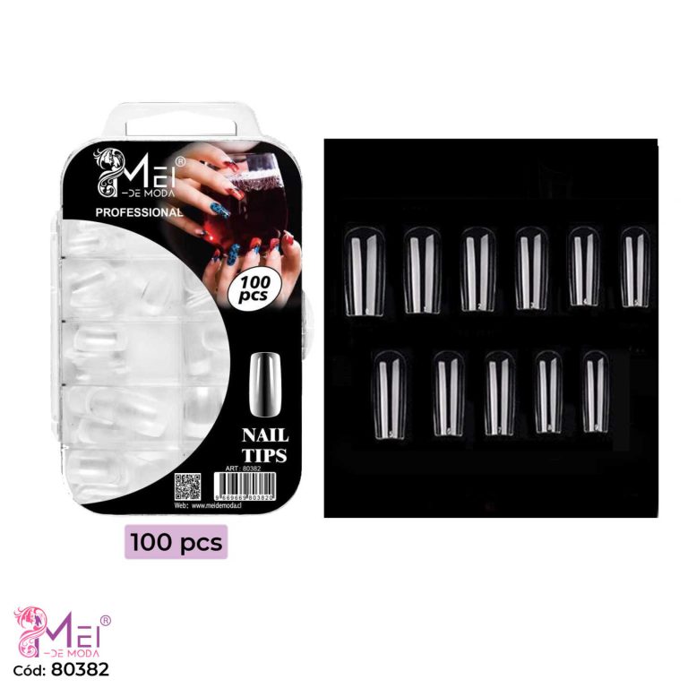 Tips Soft Gel Cuadrada Media 100 pcs