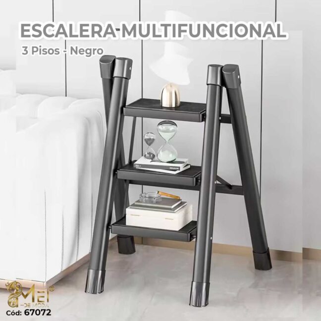 Escalera de tres peldaños negra 40*78cm