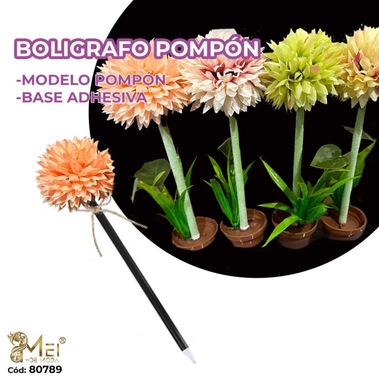 Boligrafo Flor Pompon 12 unid