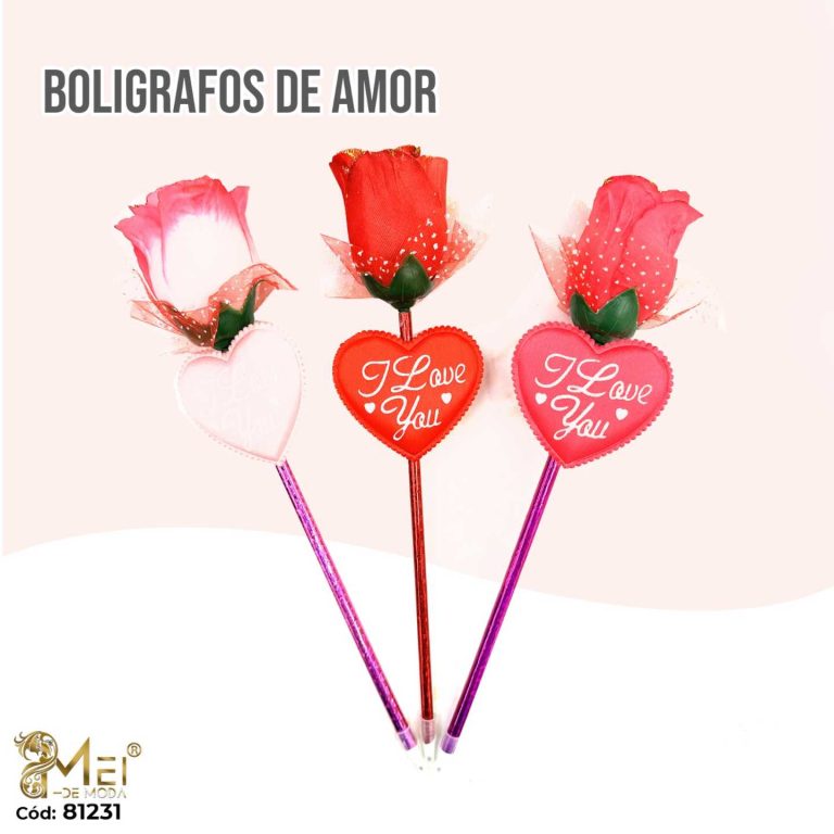 Boligrafo Rosa Corazón 12 unid