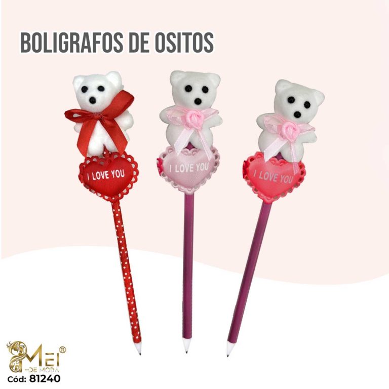 Boligrafo Osito Corazón 12 unid