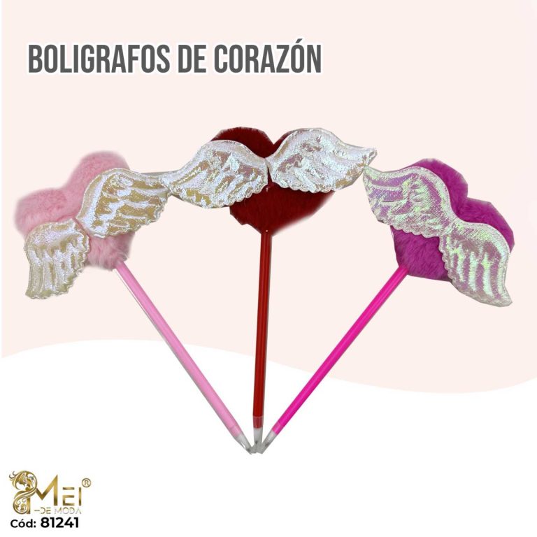 Boligrafo Corazón con Alas 12 unid