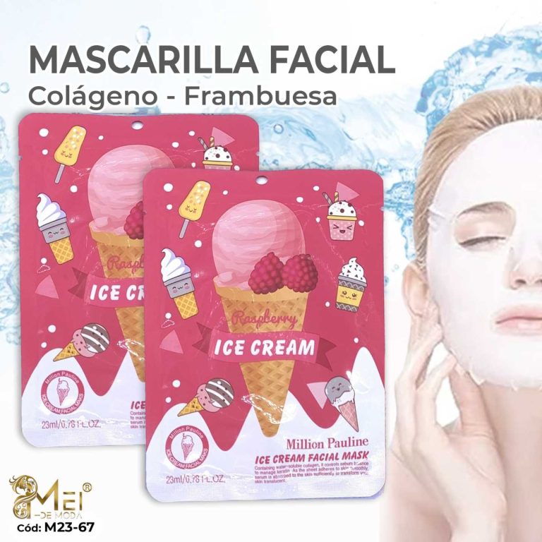 Mascarilla Facial Diseño Helado de Frambruesa, 10 UNIDAD