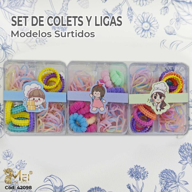 2 Set de Ligas y Colets Colores Surtidos