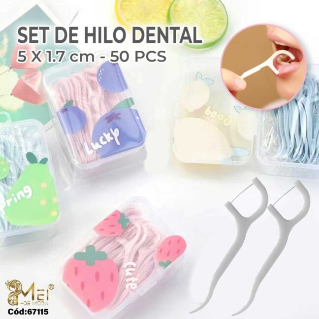 Hilo Dental Diseño Frutas 50 pcs 7,5x1,7cm