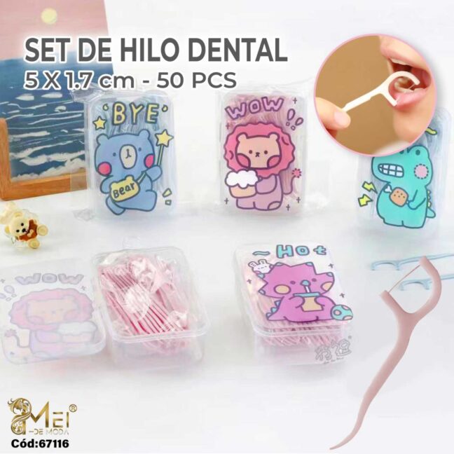 Hilo Dental Diseño Tierno 50 pcs 7,5x1,7cm