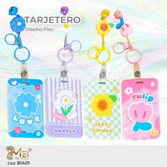 Porta Credencial Diseño Flores 12 UNIDADES