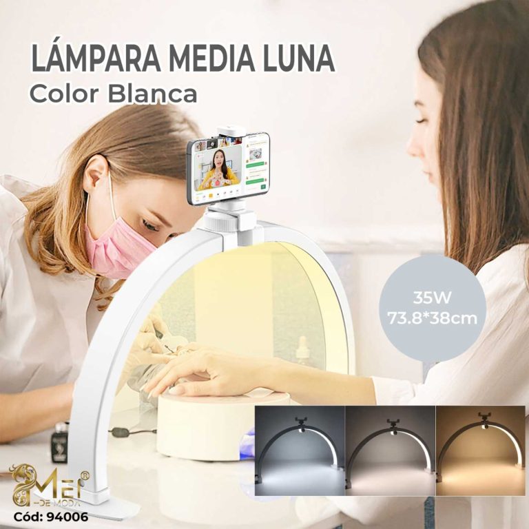 Lampara Media Luna plegable blanco