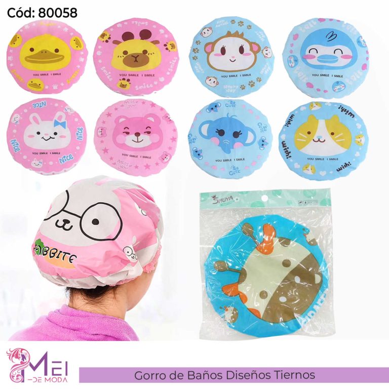 Gorro de Baño Diseños Tiernos PVC 12 unidades