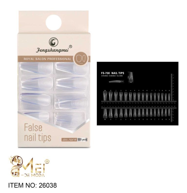 Uña Coffin media con porosidad 120 pcs