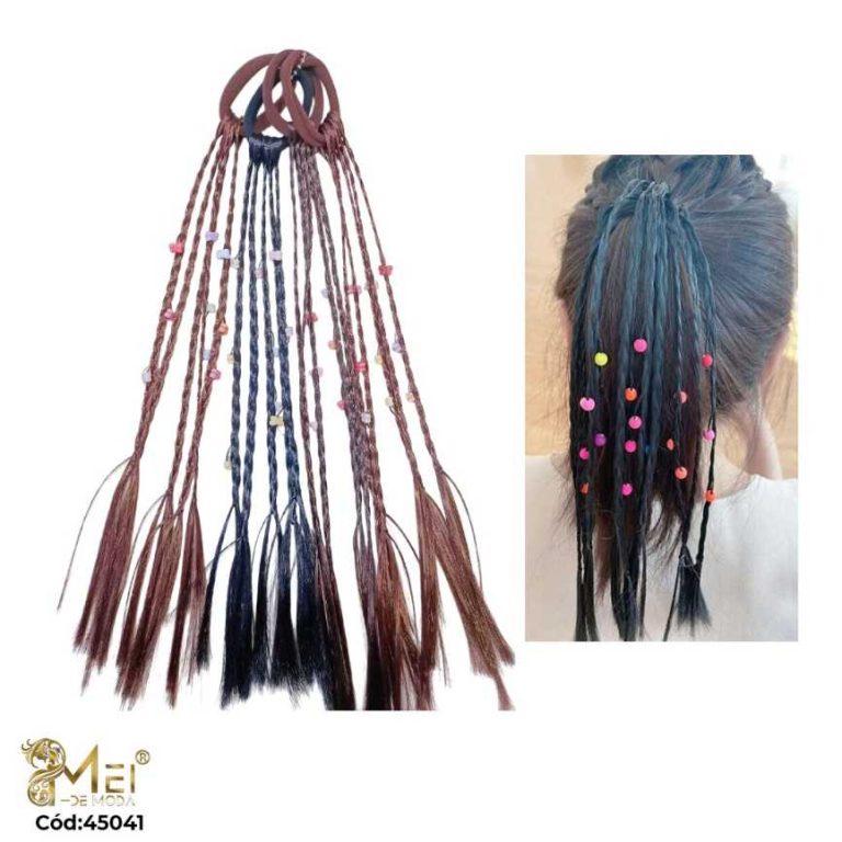 Colets con Trenza 40 cm 2 colores x2 unid