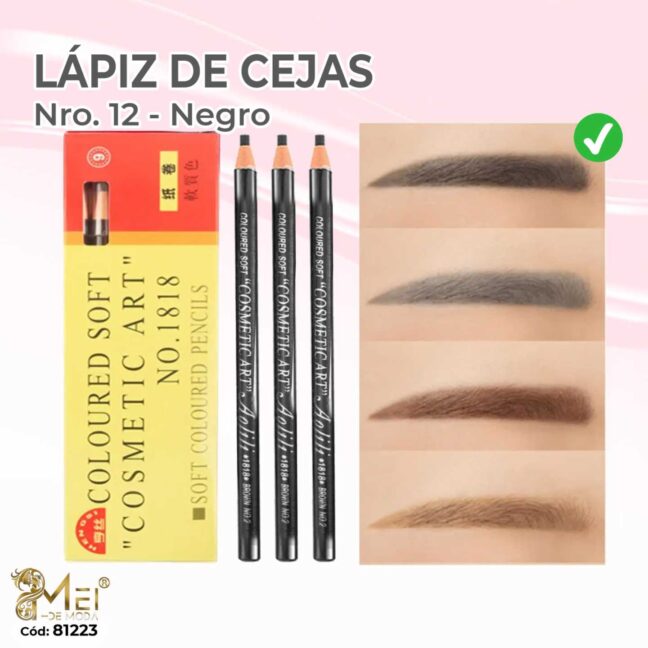 Lápiz para Cejas Negro 12PCS/CAJA