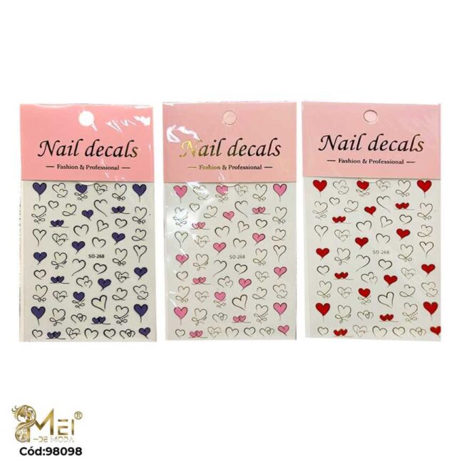 Sticker de Uñas Corazon 3D 2 unidades