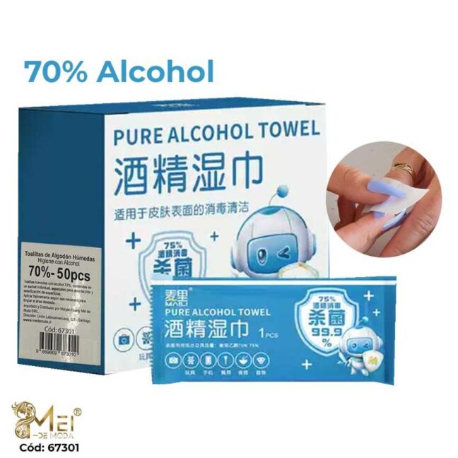 Toallitas con Alcohol 50 pcs