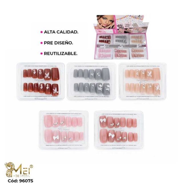 Uñas Press On con Cat Eye con Cristal