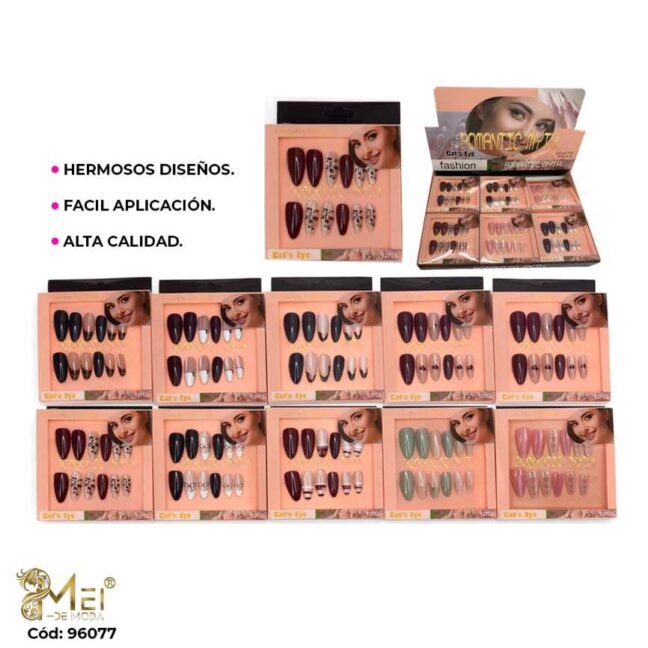 Uñas Press On Diseño Cat Eye