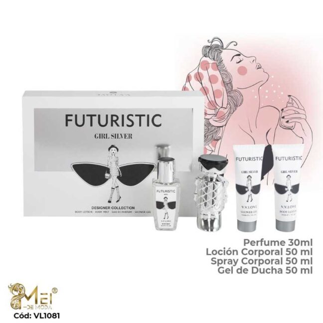 Set de perfume Mujer 4 pcs FUTURISTIC GIRL SILVER