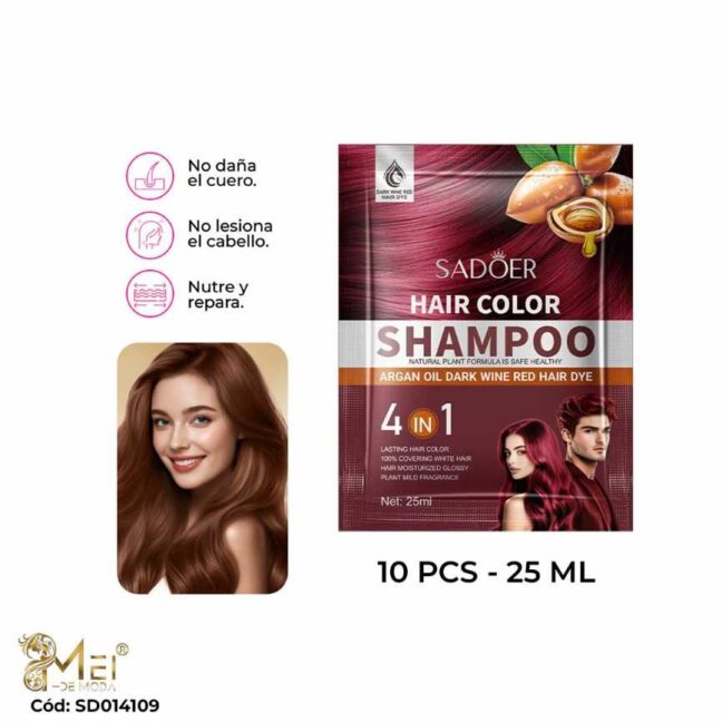 Sachet Shampoo Tinte Vino Tinto *10pcs