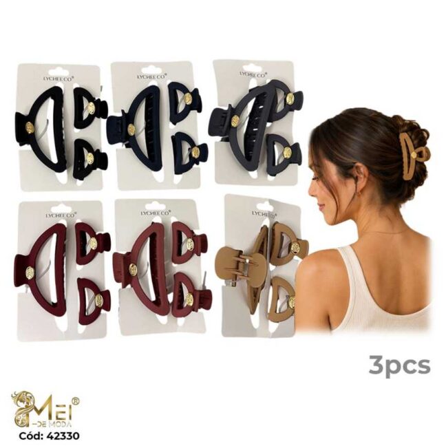 Pinche de Cabello 3 pcs diseño media luna