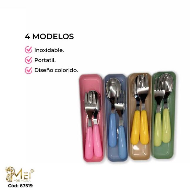Set de cubiertos 2 pcs 18cm diseño colores