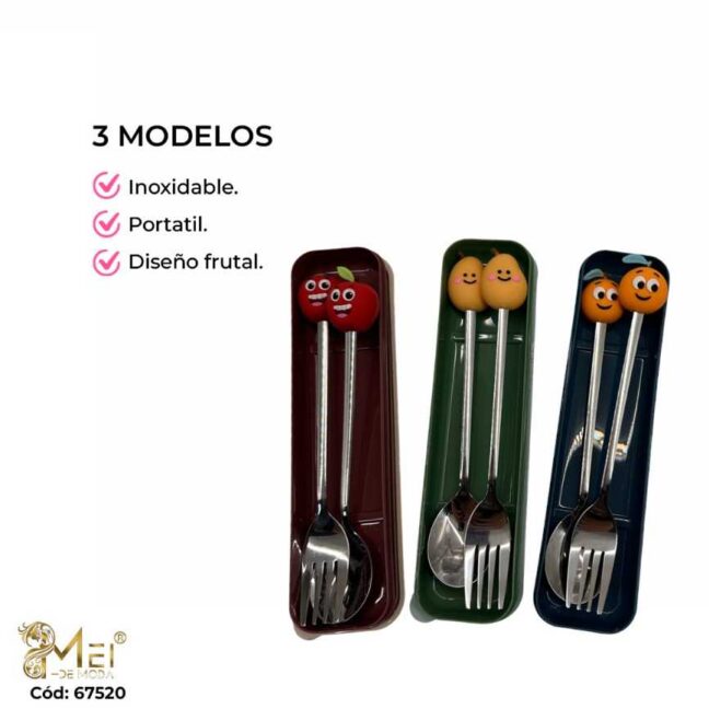Set de cubiertos 2 pcs 18cm frutas