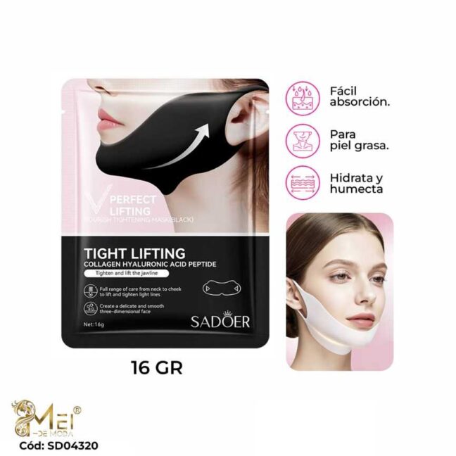 Mascarilla Papada Colágeno Reafirmante Negra 10 unidades