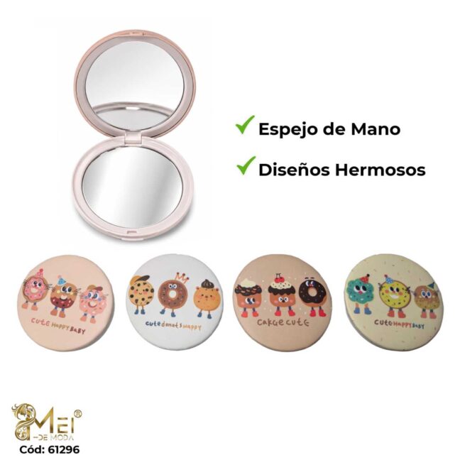Espejo de Bolsillo Doble DISEÑO HERMOSOS 12 UNID