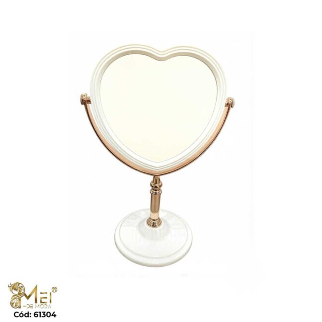 Espejo de mesa giratorio en forma de corazón