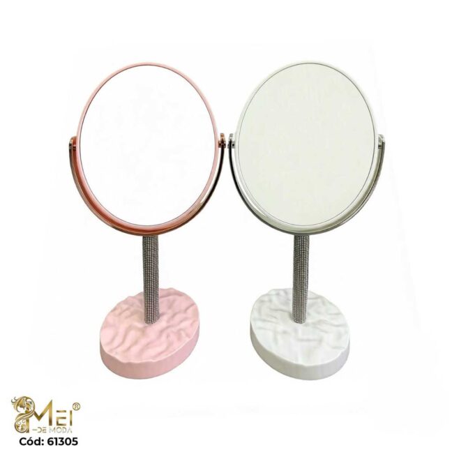 Espejo de mesa giratorio circular con pedestal